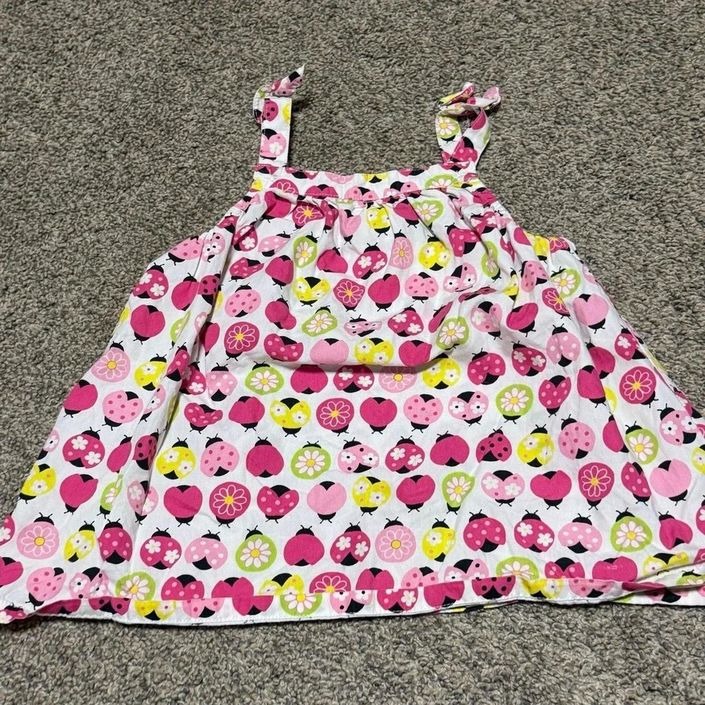 Gymboree Girls 5T Ladybug Floral Tank Top Pink Yellow Green Summer Y2K